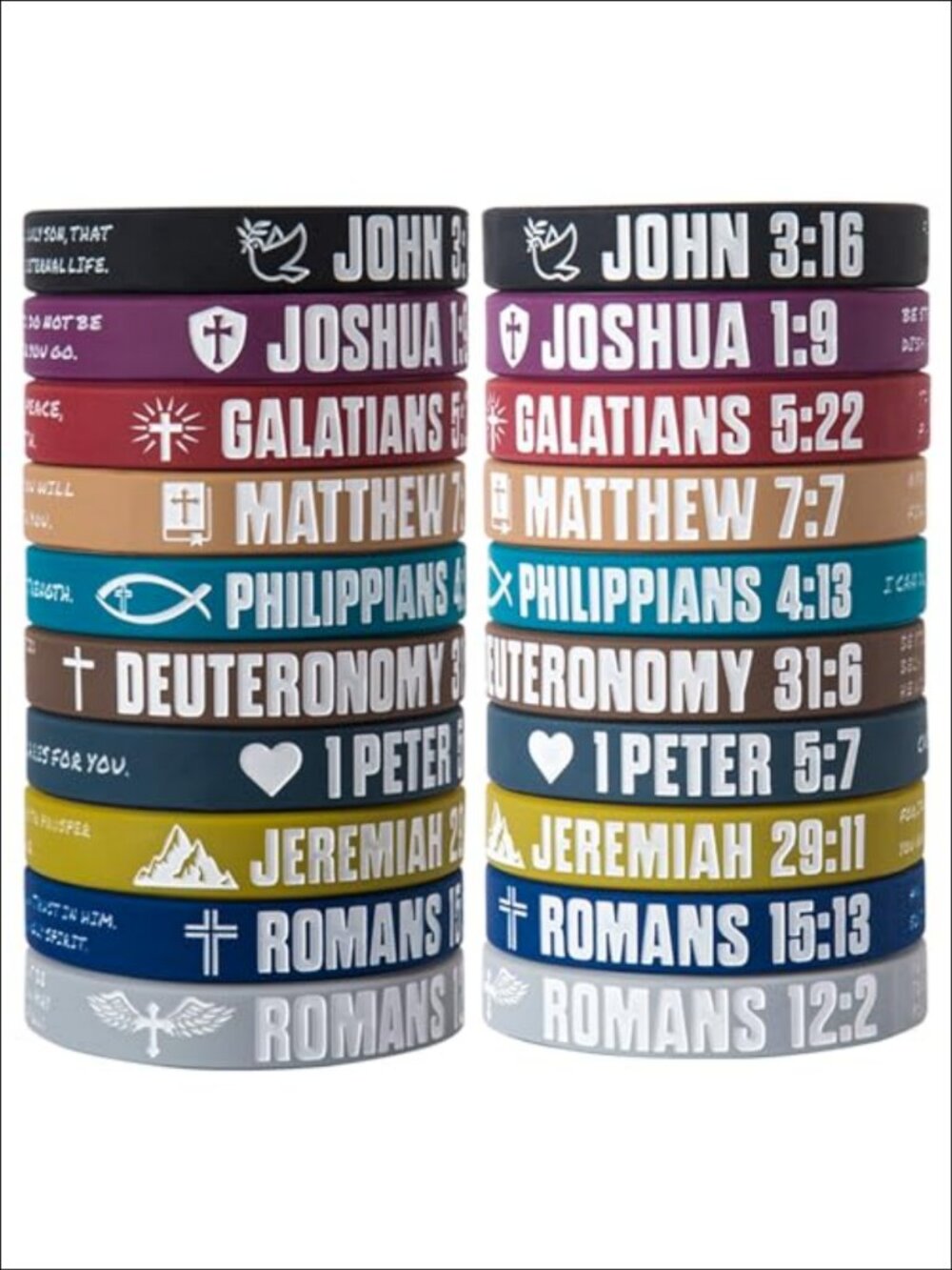 12 Pcs Silicone Bible Verse Bracelets Religious Christian Gift Set